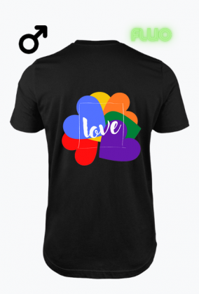 koszulka męska fluorestencyjna- miłość/ serce/ napis/ love/ LGBT/ tęcza