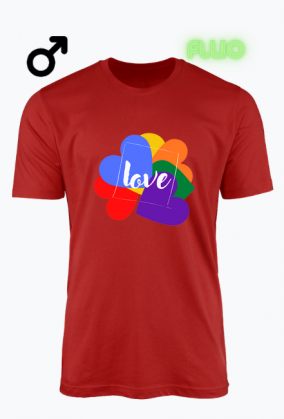 koszulka męska fluorestencyjna- miłość/ serce/ napis/ love/ LGBT/ tęcza