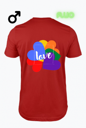 koszulka męska fluorestencyjna- miłość/ serce/ napis/ love/ LGBT/ tęcza