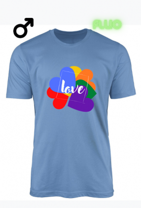 koszulka męska fluorestencyjna- miłość/ serce/ napis/ love/ LGBT/ tęcza