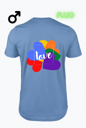 koszulka męska fluorestencyjna- miłość/ serce/ napis/ love/ LGBT/ tęcza