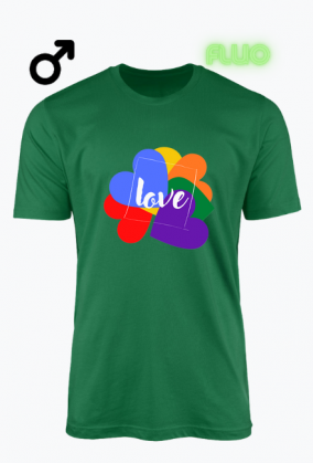 koszulka męska fluorestencyjna- miłość/ serce/ napis/ love/ LGBT/ tęcza