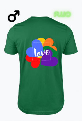 koszulka męska fluorestencyjna- miłość/ serce/ napis/ love/ LGBT/ tęcza