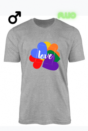 koszulka męska fluorestencyjna- miłość/ serce/ napis/ love/ LGBT/ tęcza