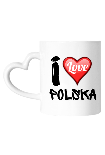 I Love Polska - Kubek biały z sercem