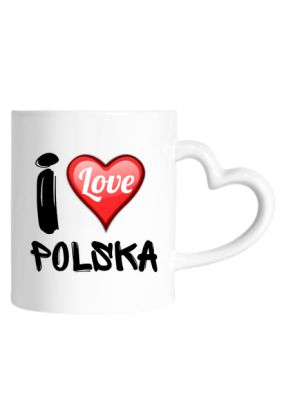 I Love Polska - Kubek biały z sercem