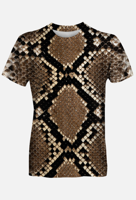 Męski T Shirt Fullprint Skóra Grzechotnika