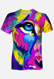 Męski T Shirt Fullprint Lew Abstrakcyjny