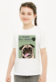 Dziewczęcy T-shirt z zabawnym hasłem i nadrukiem pieska