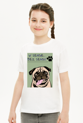 Dziewczęcy T-shirt z zabawnym hasłem i nadrukiem pieska