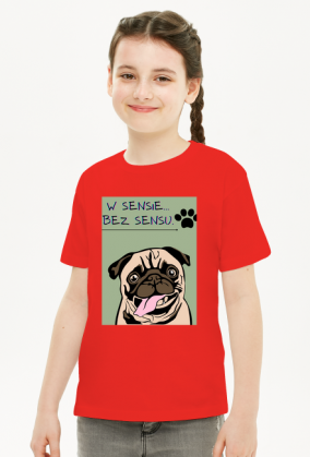 Dziewczęcy T-shirt z zabawnym hasłem i nadrukiem pieska