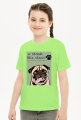 Dziewczęcy T-shirt z zabawnym hasłem i nadrukiem pieska