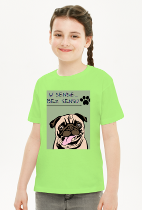 Dziewczęcy T-shirt z zabawnym hasłem i nadrukiem pieska