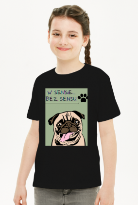 Dziewczęcy T-shirt z zabawnym hasłem i nadrukiem pieska