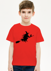 Koszulka chłopięca Halloween Wiedźma Czarna
