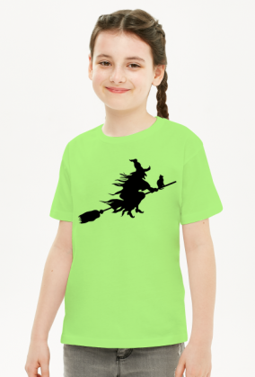 Koszulka dziewczęca Halloween Wiedźma Czarna