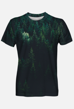 T Shirt Męski Fullprint Las Świerkowy