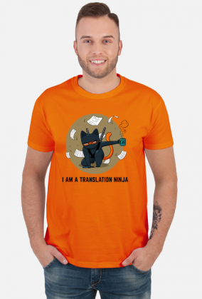 Pomarańczowy t-shirt/koszulka "I am a translation ninja"