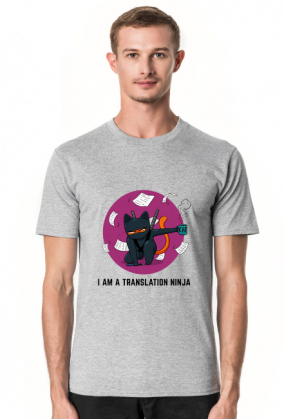 Szary t-shirt/koszulka "I am a translation ninja"