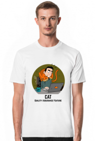 Biały t-shirt/koszulka "CAT Quality Assurance Feature"