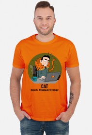 Pomarańczowy t-shirt/koszulka "CAT Quality Assurance Feature"