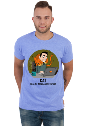 Jasnoniebieski t-shirt/koszulka "CAT Quality Assurance Feature"