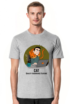 Szary t-shirt/koszulka "CAT Quality Assurance Feature"