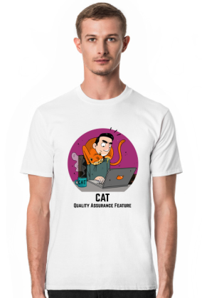Biały t-shirt/koszulka "CAT Quality Assurance Feature"