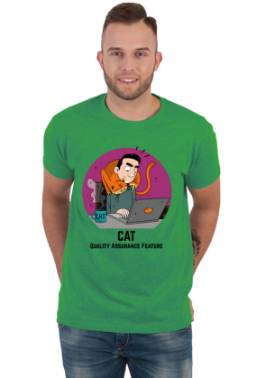 Zielony t-shirt/koszulka "CAT Quality Assurance Feature"