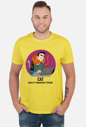 Żółty t-shirt/koszulka "CAT Quality Assurance Feature"