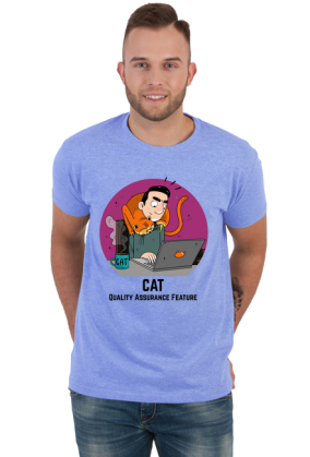 Jasnoniebieski t-shirt/koszulka "CAT Quality Assurance Feature"