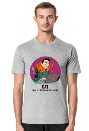 Szary t-shirt/koszulka "CAT Quality Assurance Feature"