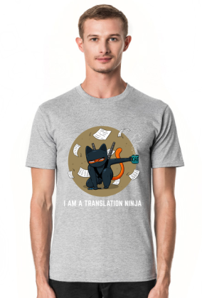 Szary t-shirt/koszulka "I am a translation ninja"