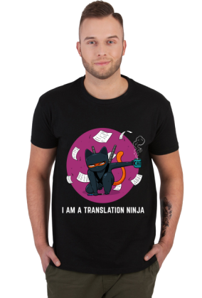 Czarny t-shirt/koszulka "I am a translation ninja"
