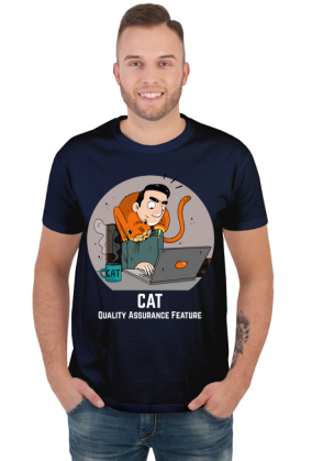 Granatowy t-shirt/koszulka "CAT Quality Assurance Feature"