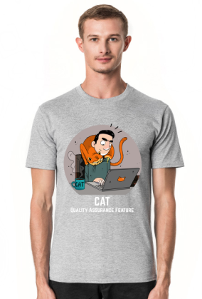 Szary t-shirt/koszulka "CAT Quality Assurance Feature"