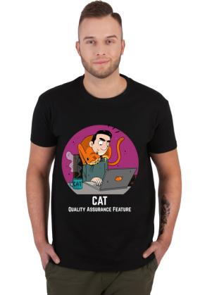 Czarny t-shirt/koszulka "CAT Quality Assurance Feature"