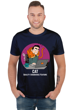 Granatowy t-shirt/koszulka "CAT Quality Assurance Feature"