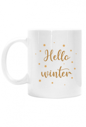 Hello Winter - witaj zimo -  kubek z złotym napisem