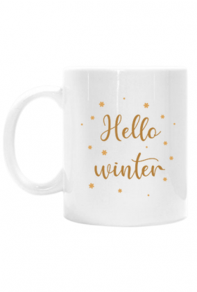 Hello Winter - witaj zimo -  kubek z złotym napisem