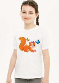 Koszulka dziewczęca z motywem wiewiórki.