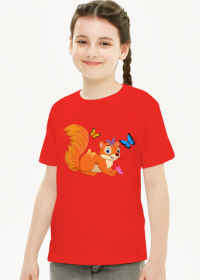 Koszulka dziewczęca z motywem wiewiórki.
