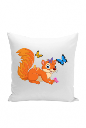 Poduszka z motywem wiewiórki.