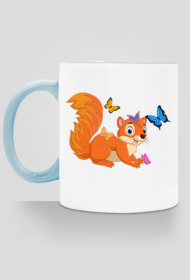 Kubek z motywem wiewiórki.