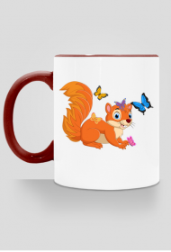 Kubek z motywem wiewiórki.