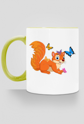 Kubek z motywem wiewiórki.
