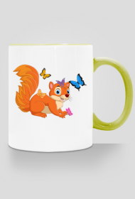 Kubek z motywem wiewiórki.