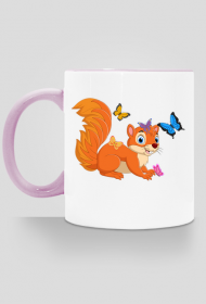 Kubek z motywem wiewiórki.
