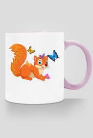 Kubek z motywem wiewiórki.