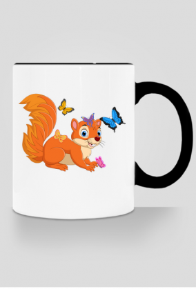 Kubek z motywem wiewiórki.